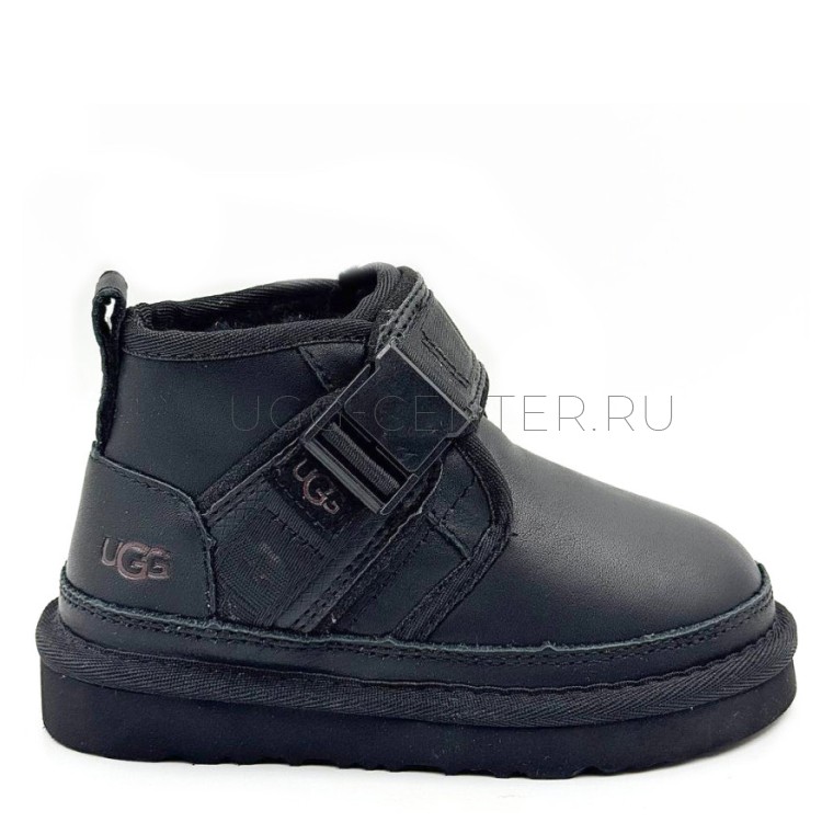 UGG Kids Neumel Snapback Leather Black