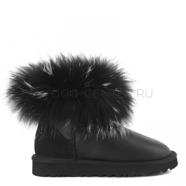 UGG Mini Fox Fur Ultra Metallic Black