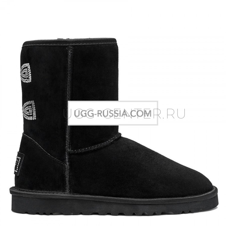 UGG Classic Short Crystal Bow Black