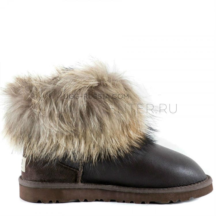 UGG Mini Fox Fur Metallic Chocolate