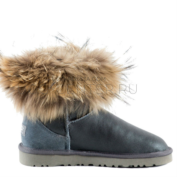 Mini Fox Fur Metallic Grey