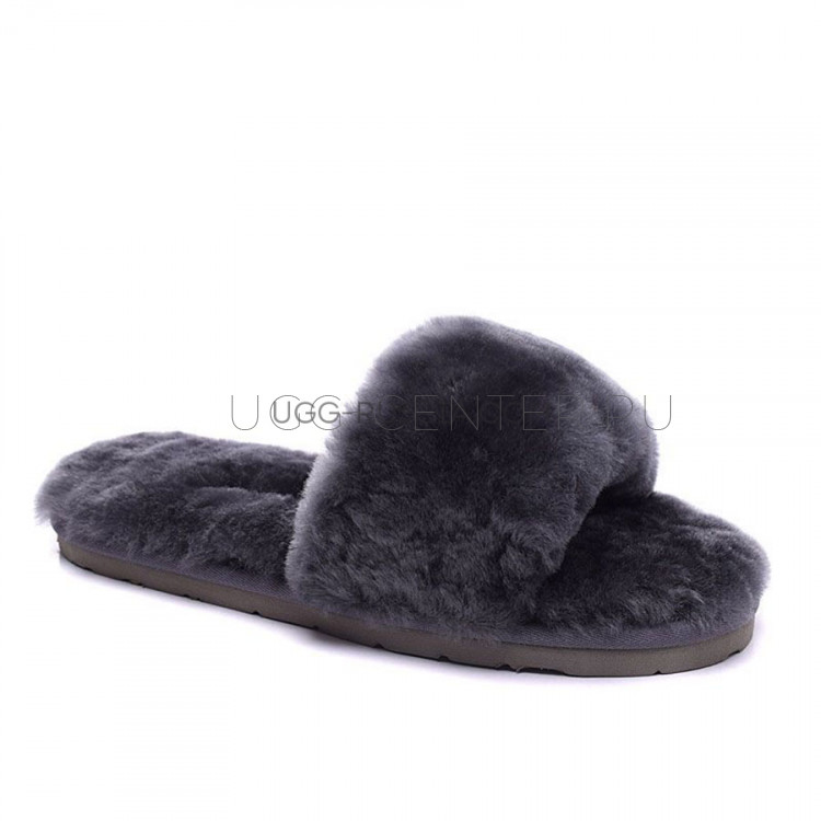 Меховые домашние тапочки Fur Slides Черные